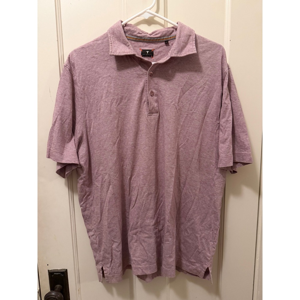 Left Coast Tee Mens XL Pink Heathered Short Sleeve Polo Shirt Jersey Knit Casual